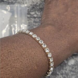 Macys Elegant Gold and Silver Tennis Bracelet Women New